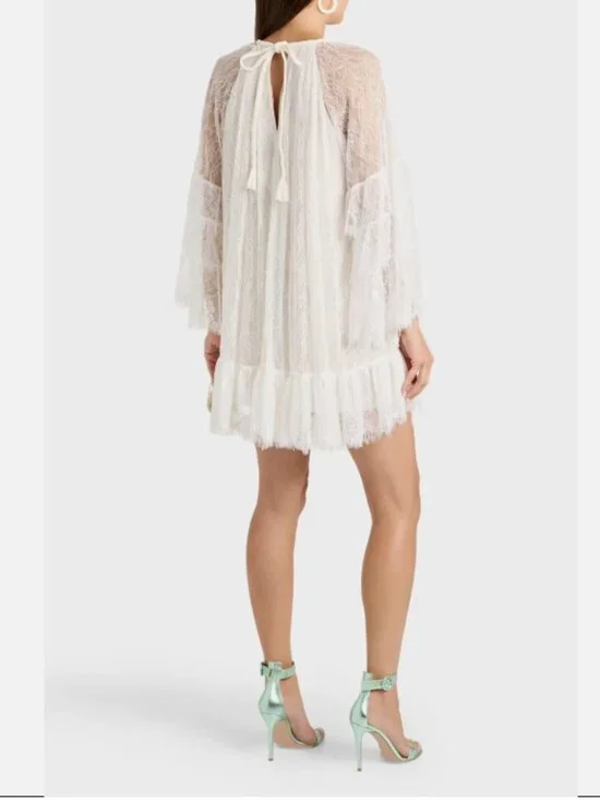 Alice & Olivia Delia Lace Ruffled Tunic Minidress - Picture 10 of 15